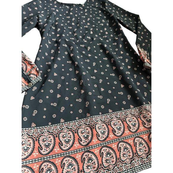 Abercrombie & Fitch Boho Paisley‎ & Floral Long Sleeve Shift Dress Size Small - Picture 6 of 9
